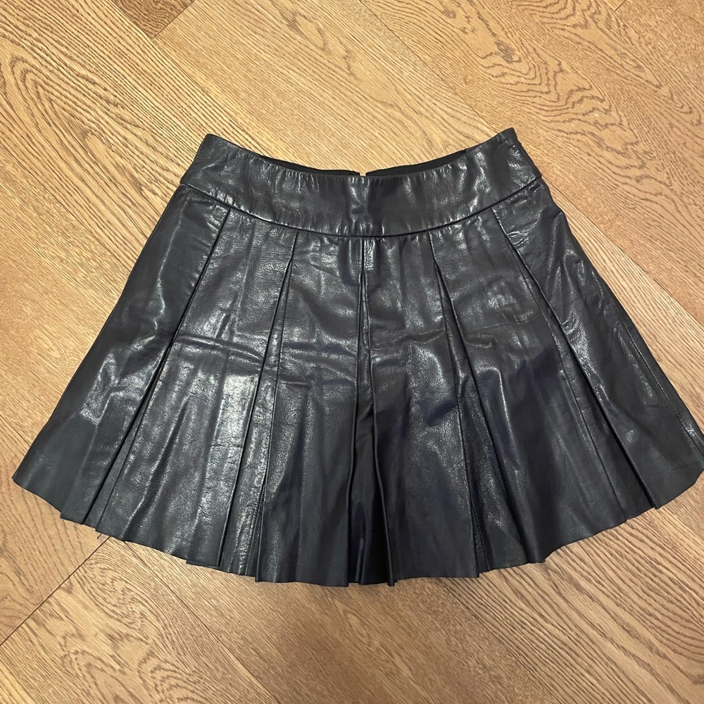 Alice + Olivia Pleated Leather Skirt